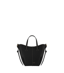 Cyme Tote Nano - Textured Black with Ecru Stitching