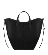 Cyme Tote - Textured Black with Ecru Stitching