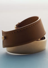 Ormé Cuff - Gold Gilded with Camel Leather