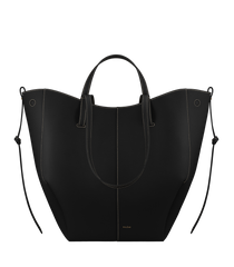 Cyme Tote - Textured Black with Ecru Stitching